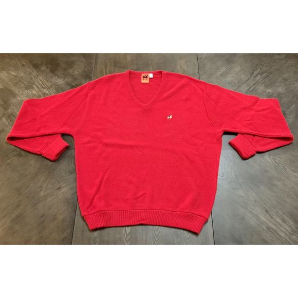 Vintage Saddlebred Belk Stores Services Sweater Red Polo Horse Size Large L - Picture 11 of 11